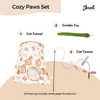 Cat Toy Starter Pack: Tunnel, Teaser Wand & Crinkle Toy