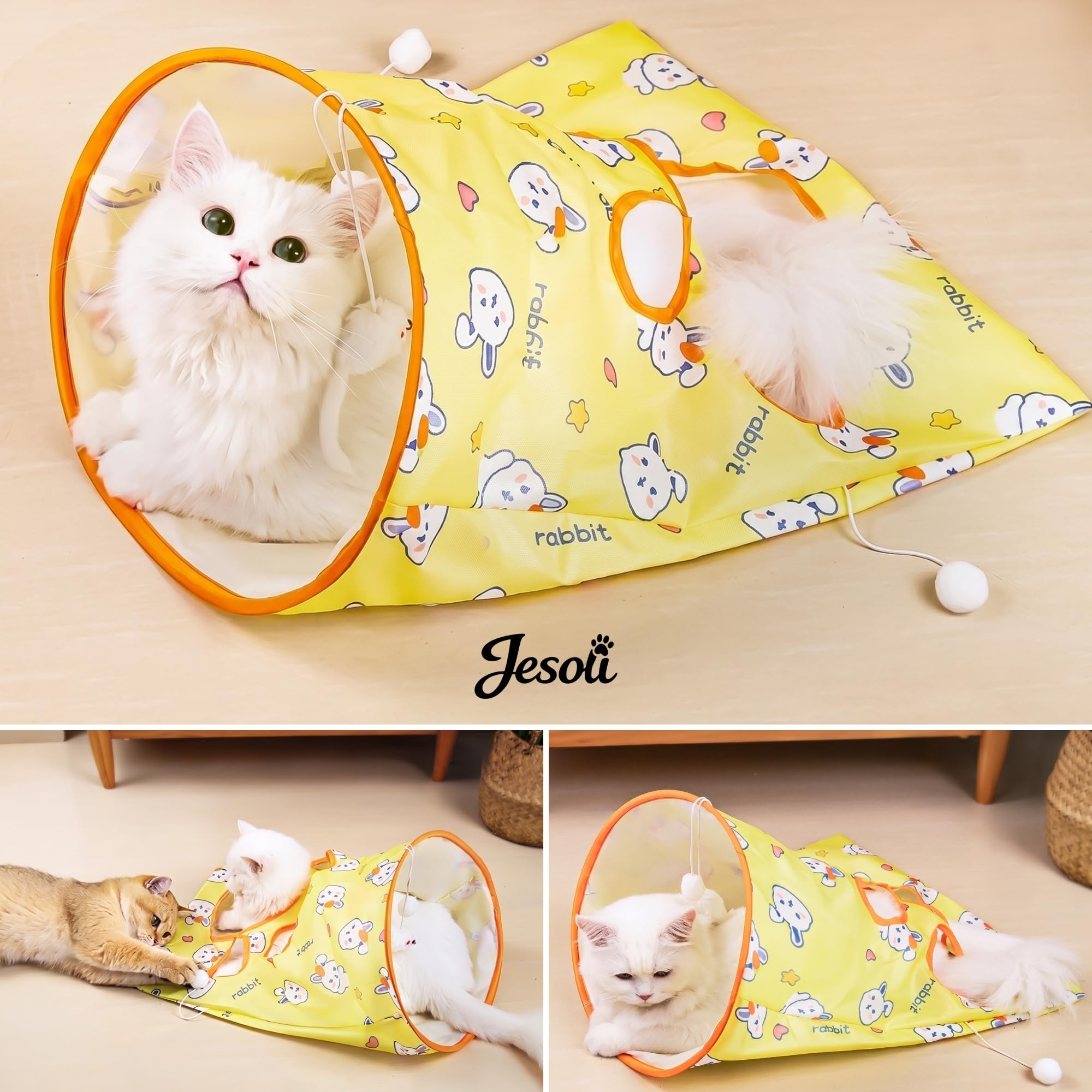 Cat Toy Starter Pack: Tunnel, Teaser Wand & Crinkle Toy