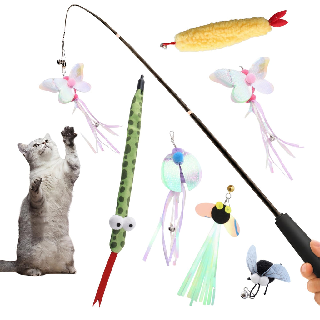 7-Piece Fishing Rod Cat Teaser Set
