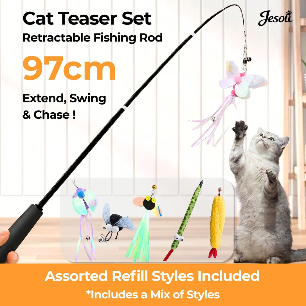 13-Piece Fishing Rod Cat Teaser Set