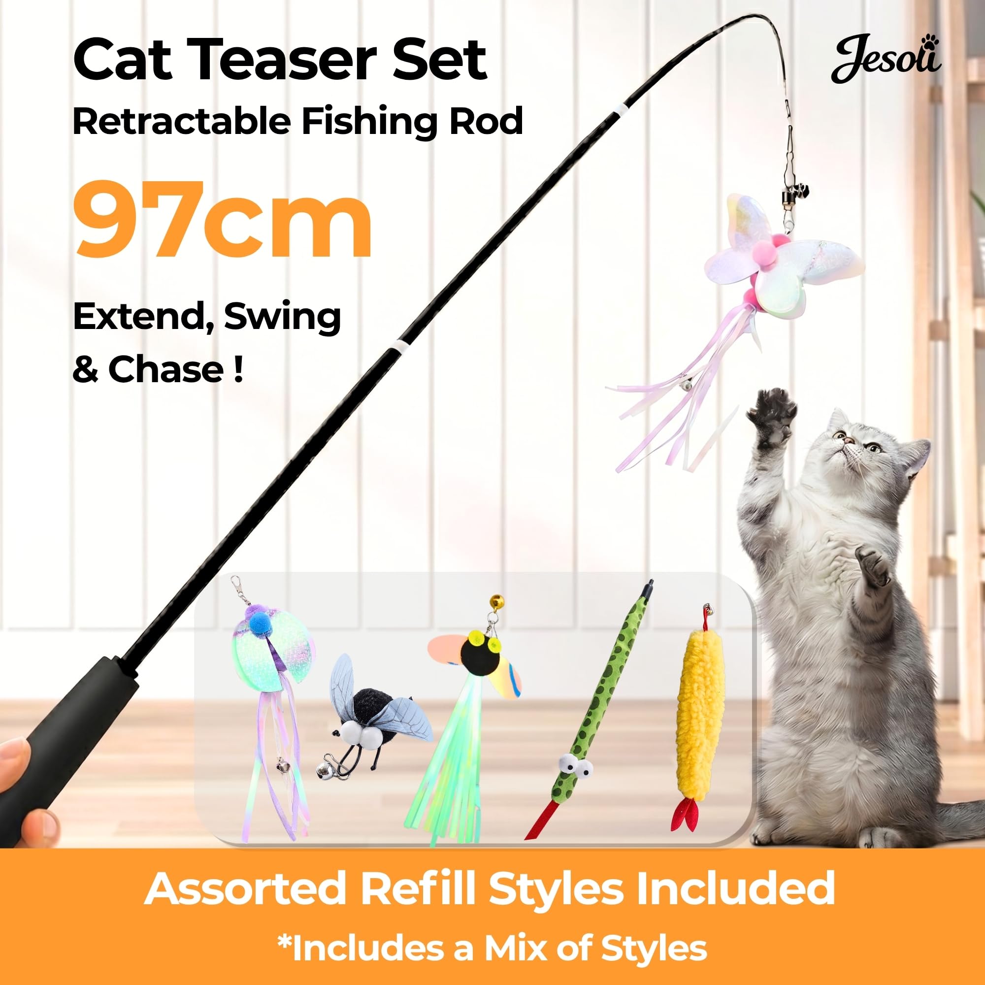13-Piece Fishing Rod Cat Teaser Set