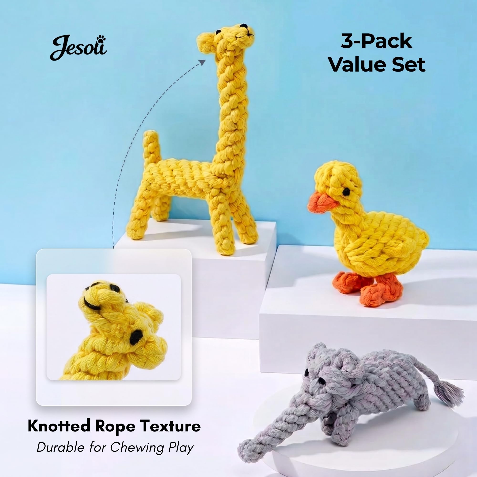 Knotted Animal Rope Toy Set