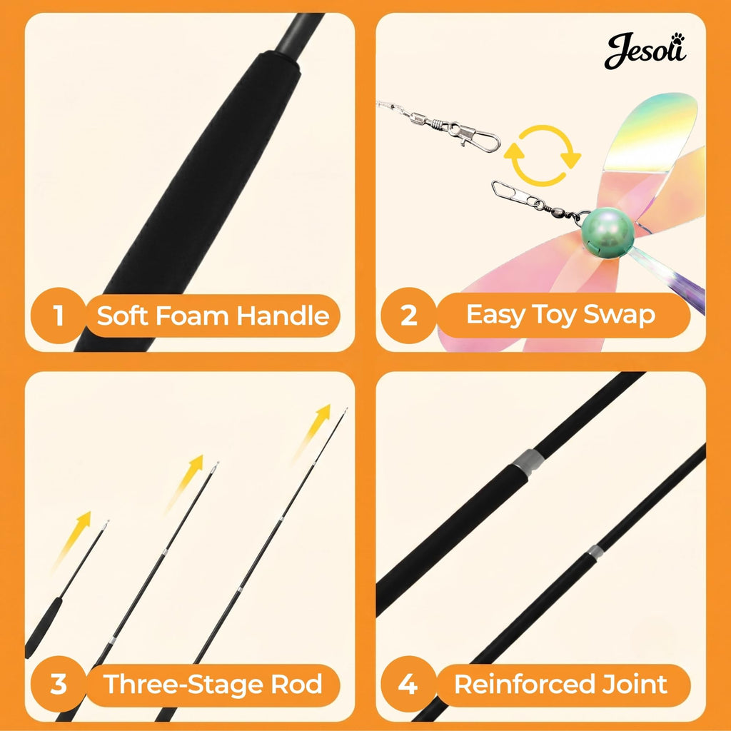 13-Piece Fishing Rod Cat Teaser Set