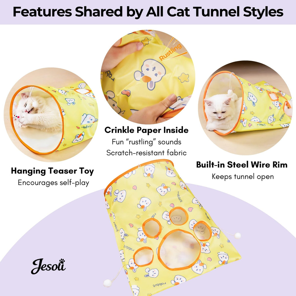 Cat Toy Starter Pack: Tunnel, Teaser Wand & Crinkle Toy
